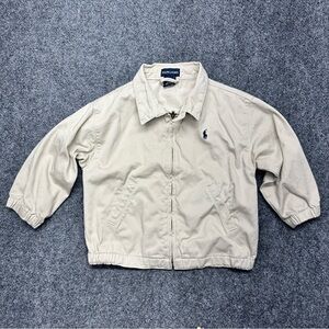 Vintage Ralph Lauren Full Zip Bomber Jacket Cotton Polo Beige Kids Toddler 2T